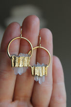 Load image into Gallery viewer, 14K Gold Electroformed Multi Quartz Earrings
