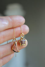 Load image into Gallery viewer, 14k Gold Electroformed Multifaceted Moon &amp; Star Threader Earrings
