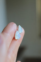 Load image into Gallery viewer, Electroformed Silver Moonstone Carved Leaf Studs |
