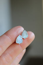 Load image into Gallery viewer, Electroformed Silver Moonstone Carved Leaf Studs |
