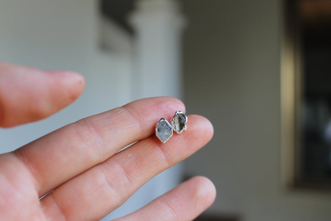 Silver Electroformed Herkimer Diamond Studs