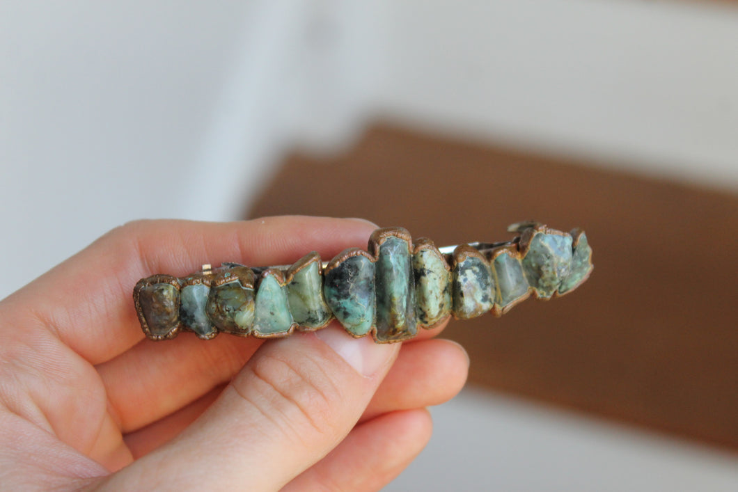 Recycled Copper Electroformed Turquoise Barrette