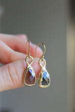 Load image into Gallery viewer, 14k Gold Electroformed Dangly Smoky Quartz Earrings
