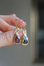 Load image into Gallery viewer, 14k Gold Electroformed Dangly Smoky Quartz Earrings
