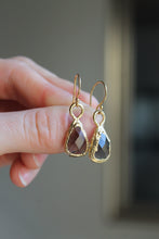 Load image into Gallery viewer, 14k Gold Electroformed Dangly Smoky Quartz Earrings
