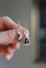 Load image into Gallery viewer, 14k Gold Electroformed Dangly Smoky Quartz Earrings
