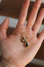 Load image into Gallery viewer, 14k Gold Electroformed Dangly Smoky Quartz Earrings
