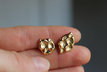 Load image into Gallery viewer, 14k Gold Electroformed Honeycomb Stud Earrings
