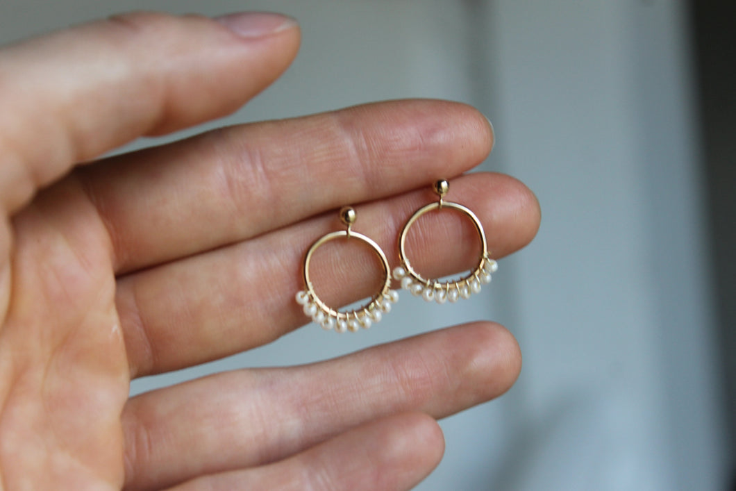 14k Gold Filled Beaded Circle Studs