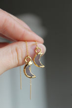 Load image into Gallery viewer, 14k Gold Electroformed Multifaceted Moon Threader Earrings
