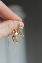 Load image into Gallery viewer, 14k Gold Electroformed Multifaceted Moon Threader Earrings
