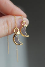 Load image into Gallery viewer, 14k Gold Electroformed Multifaceted Moon Threader Earrings
