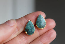 Load image into Gallery viewer, 14k Gold Electroformed Turquoise Teardrop Stud Earrings
