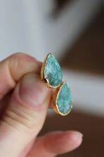 Load image into Gallery viewer, 14k Gold Electroformed Turquoise Teardrop Stud Earrings
