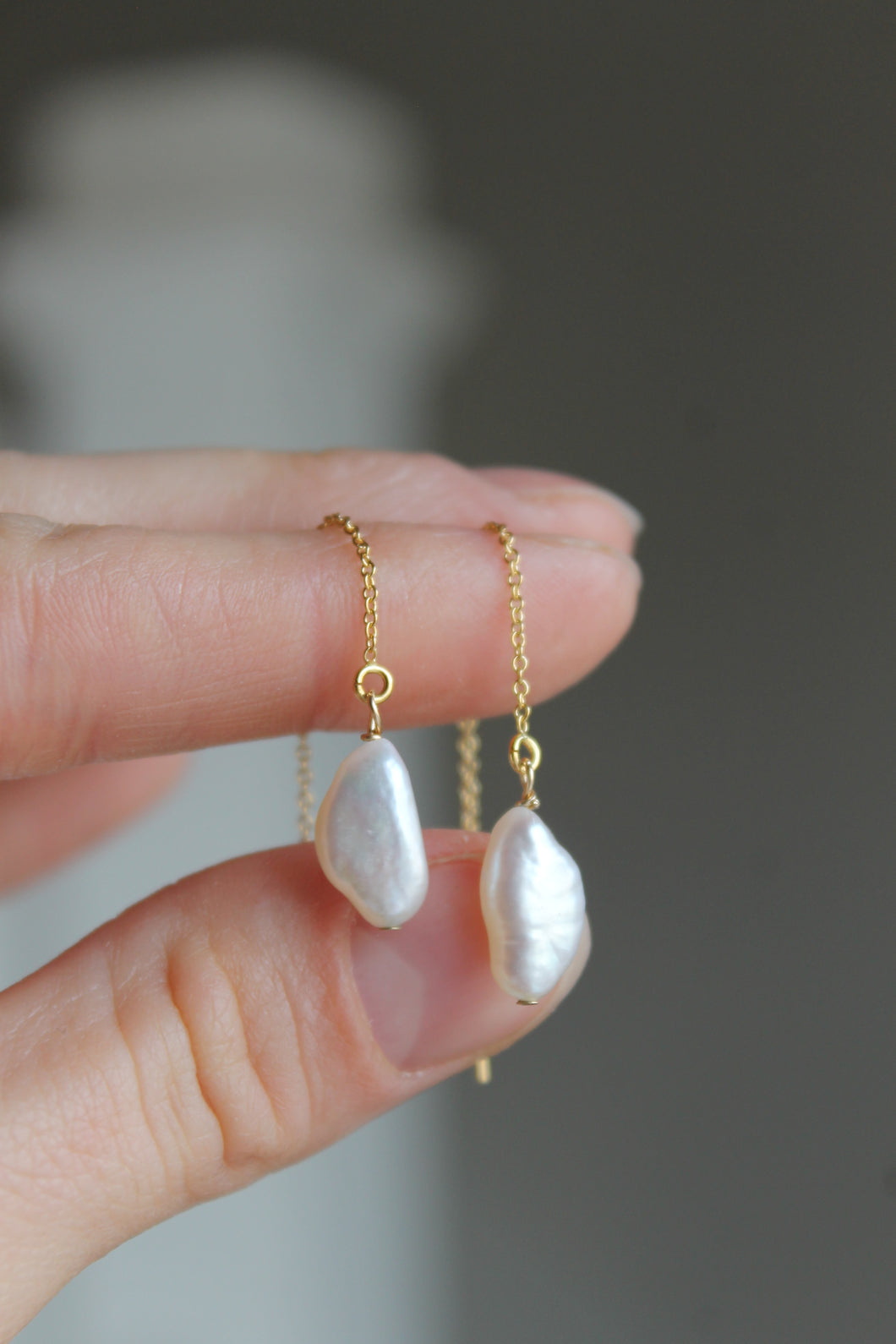 14k Gold Fill + Pearl Threader Earrings