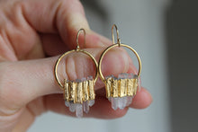 Load image into Gallery viewer, 14K Gold Electroformed Multi Quartz Earrings
