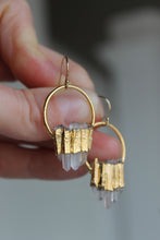 Load image into Gallery viewer, 14K Gold Electroformed Multi Quartz Earrings
