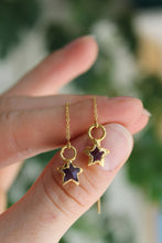 Load image into Gallery viewer, 14k Gold Electroformed Amethyst Star Threader Earrings
