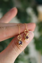 Load image into Gallery viewer, 14k Gold Electroformed Amethyst Star Threader Earrings
