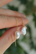 Load image into Gallery viewer, 14k Gold Fill + Pearl Threader Earrings
