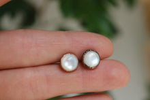 Load image into Gallery viewer, Copper Electroformed Mother of Pearl Stud Earrings
