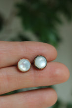 Load image into Gallery viewer, Copper Electroformed Mother of Pearl Stud Earrings
