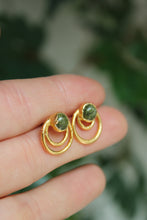 Load image into Gallery viewer, Electroformed Double Circle Teardrop Henna Jasper Studs
